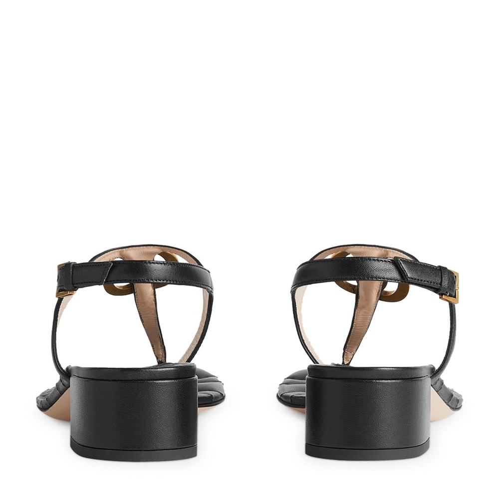 New Gucci GG marmont Double G black leather sandals - Picture 8 of 10